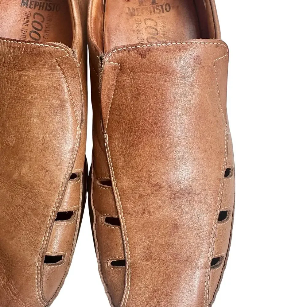 Mephisto | Men | Cool-Air Whiskey Brown Genuine Leather Slip-On Loafers | 11.5